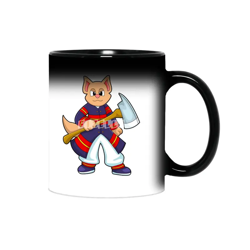 Cat as Firefighter at Fire department with Axe Sihirli Kupa