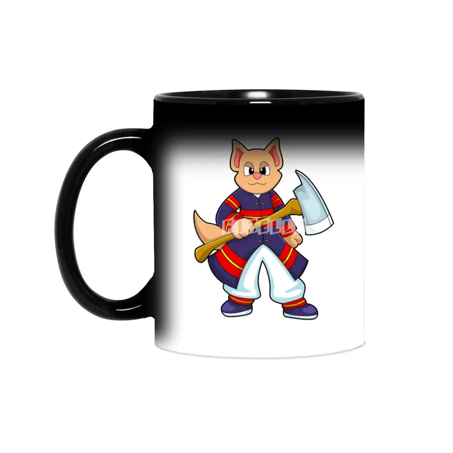 Cat as Firefighter at Fire department with Axe Sihirli Kupa