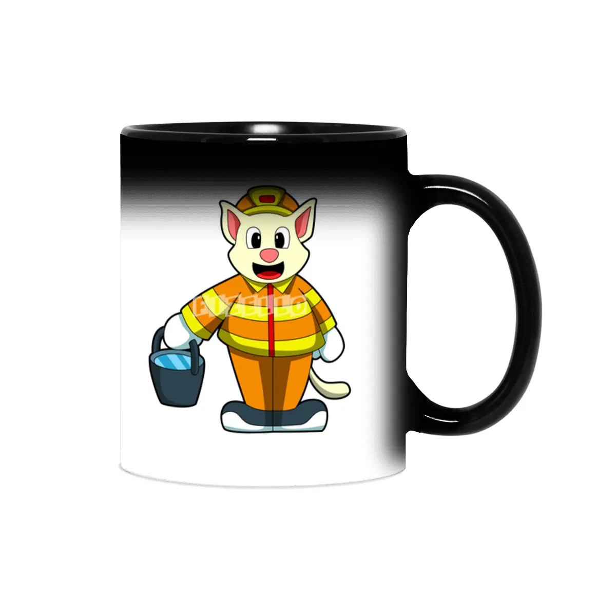 Cat as Firefighter with Bucket of Water Sihirli Kupa