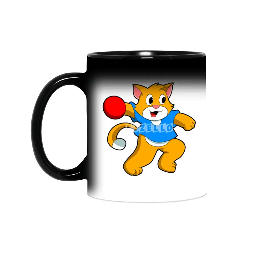 Cat as Handball player with handball Sihirli Kupa
