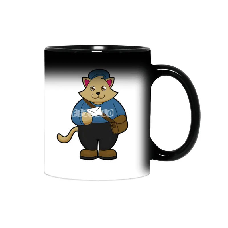 Cat as Postman with Envelope & Bag Sihirli Kupa
