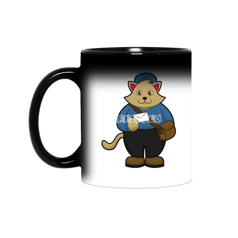 Cat as Postman with Envelope & Bag Sihirli Kupa