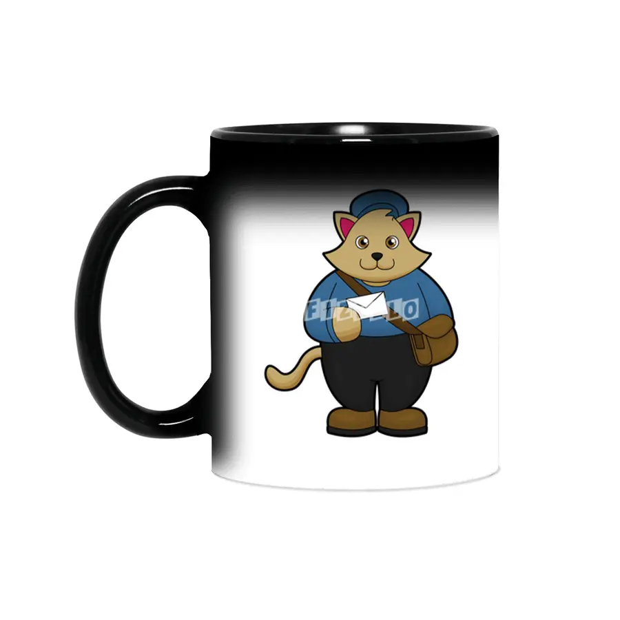 Cat as Postman with Envelope & Bag Sihirli Kupa