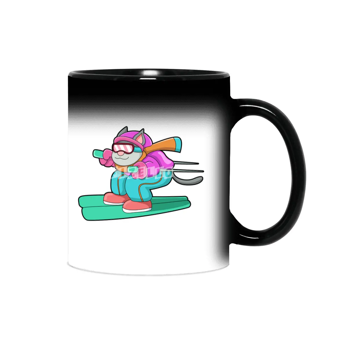 Cat as Ski jumper with Ski & Ski goggles Sihirli Kupa