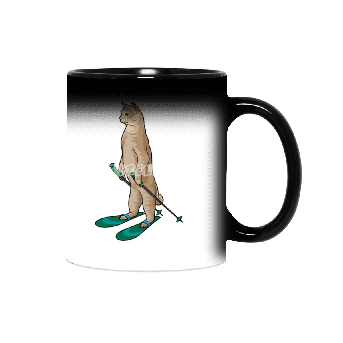 Cat as Skier with Ski and Ski poles Sihirli Kupa
