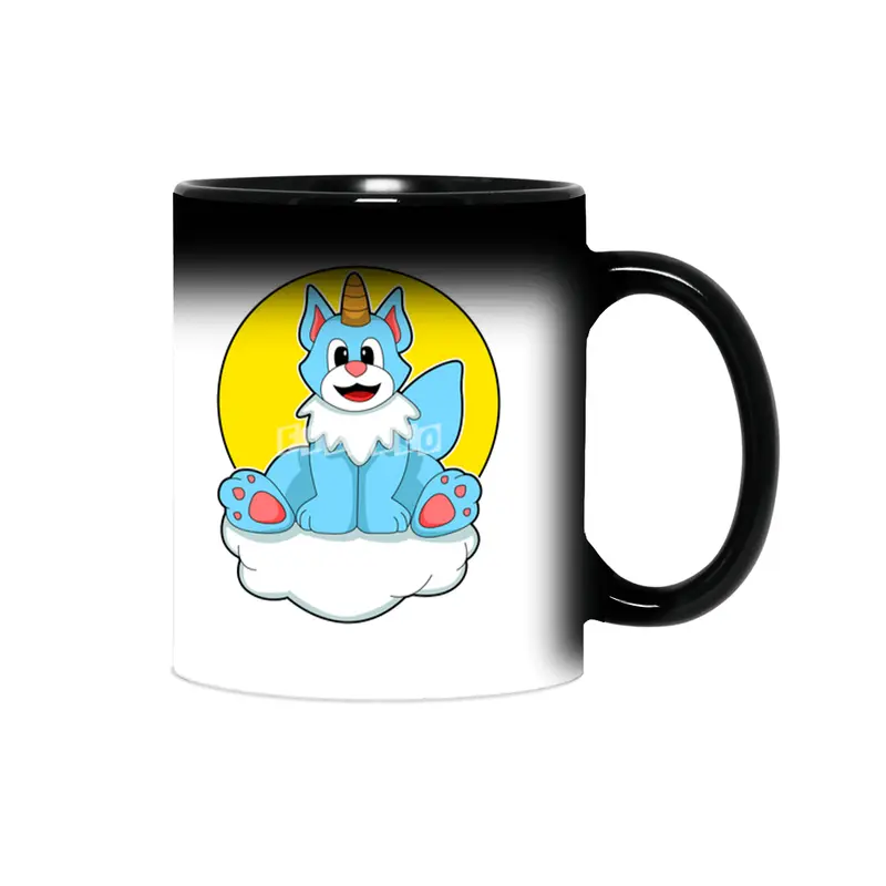 Cat as Unicorn on Clouds & Sun Sihirli Kupa