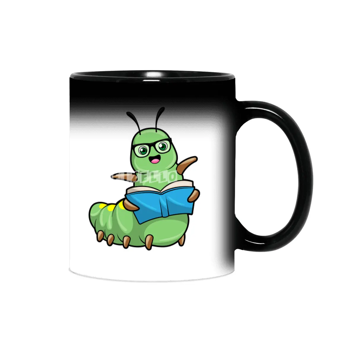 Caterpillar as Nerd with Book & Glasses Sihirli Kupa