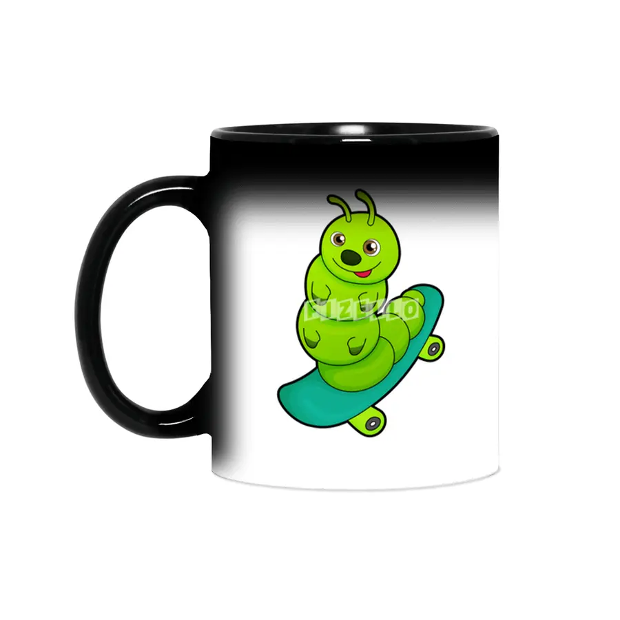 Caterpillar as Skater with Skateboard Sihirli Kupa
