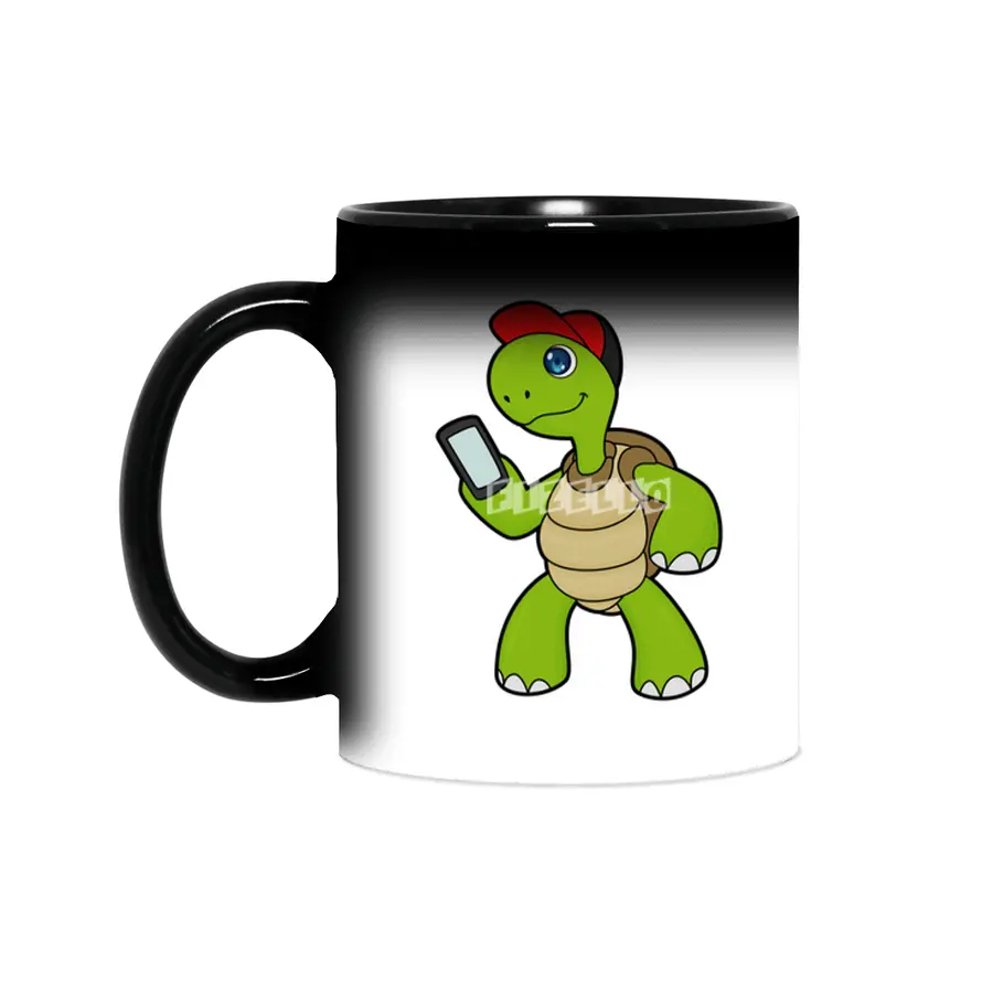 Turtle with Phone & Hat Sihirli Kupa