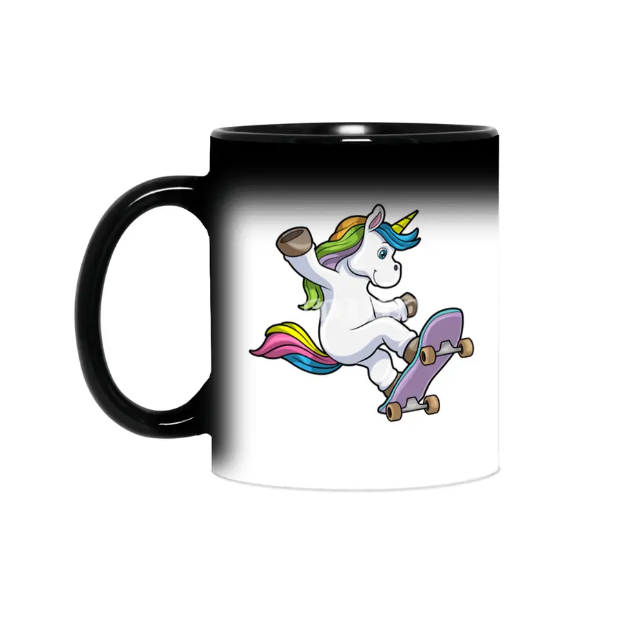 Unicorn as Skater with Skateboard Sihirli Kupa