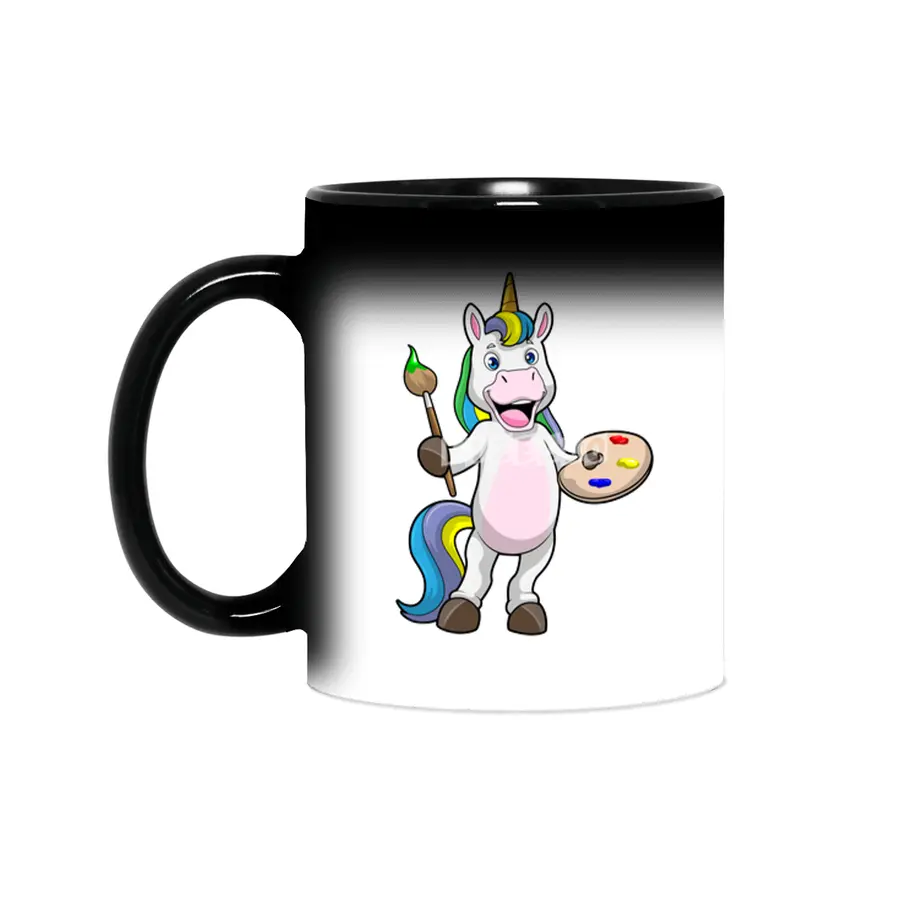 Unicorn at Painting with Brush & Colour Sihirli Kupa