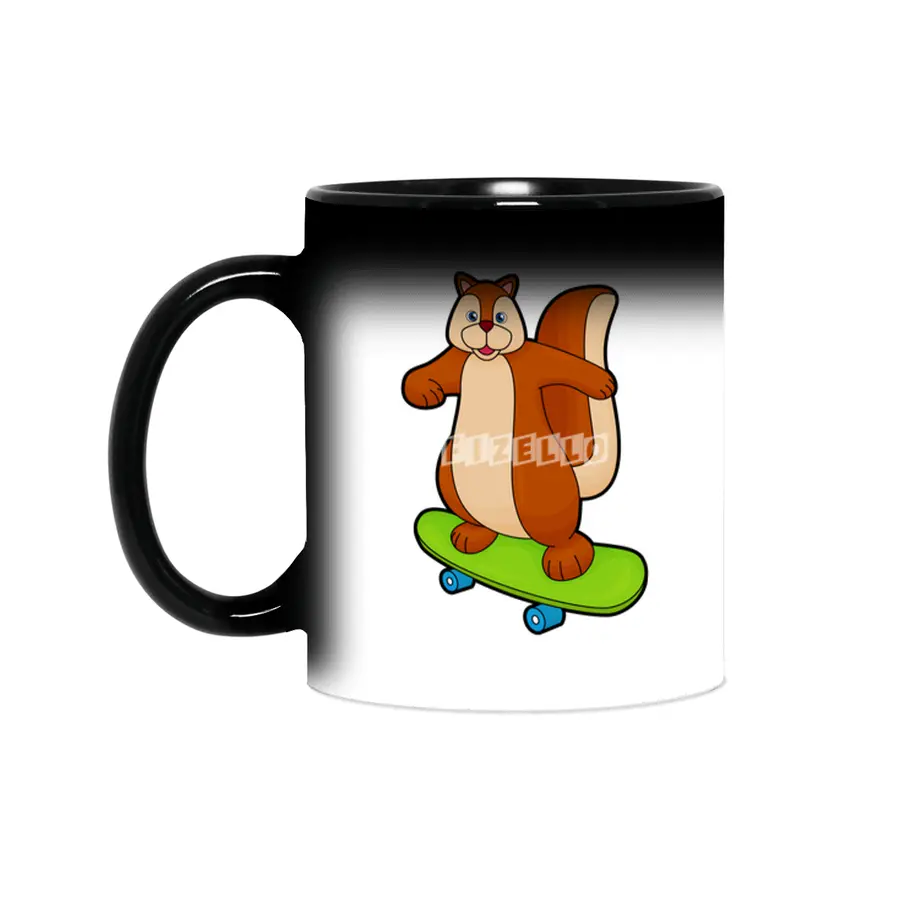 Squirrel as Skater with Skateboard Sihirli Kupa
