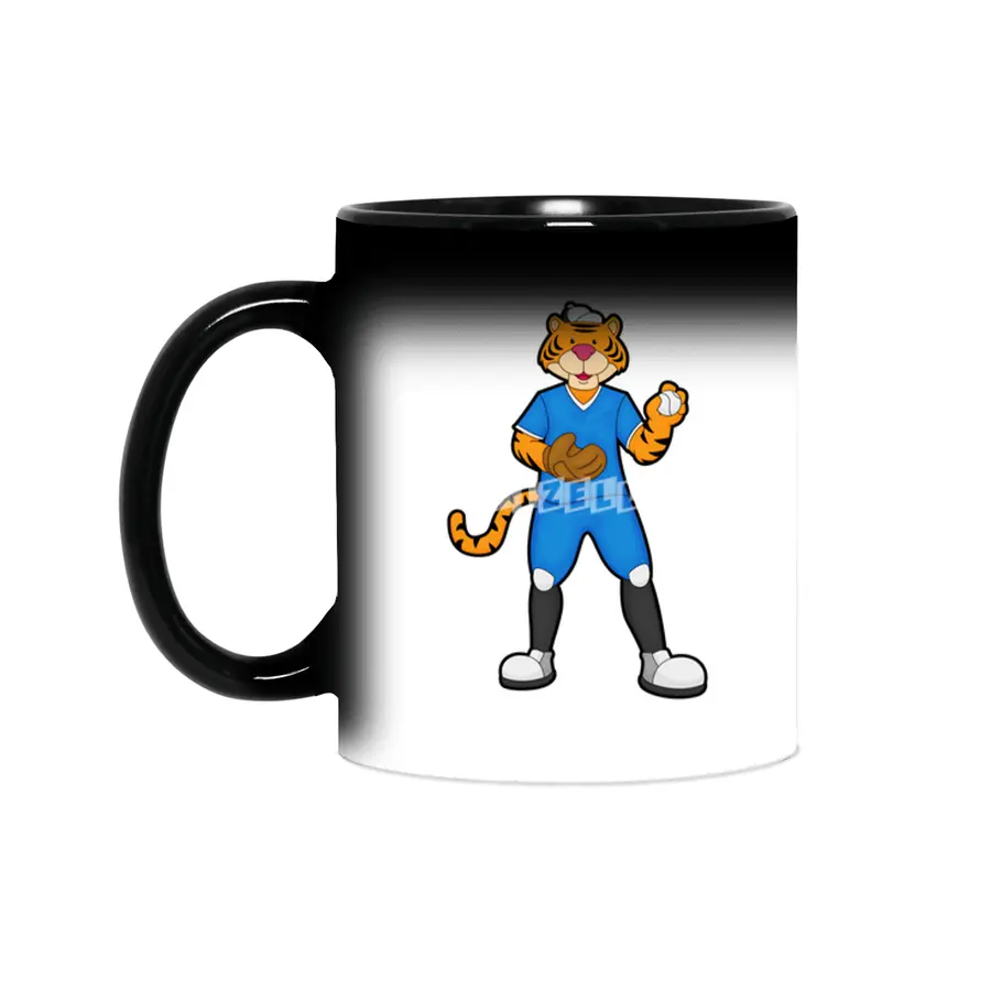 Tiger at Baseball with Baseball glove & Cap Sihirli Kupa