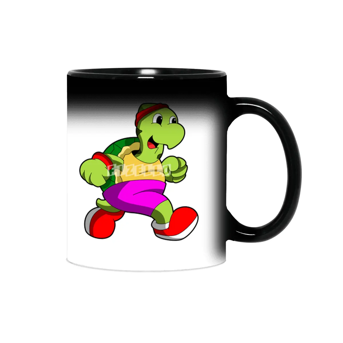 Turtle as Jogger with Headband Sihirli Kupa