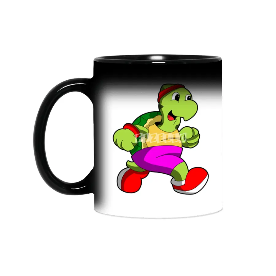 Turtle as Jogger with Headband Sihirli Kupa