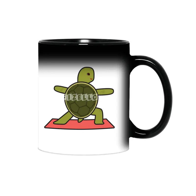 Turtle at Yoga with Yoga mat Sihirli Kupa