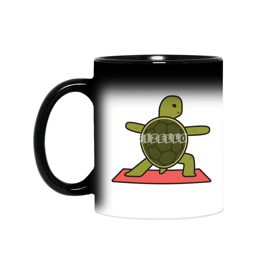 Turtle at Yoga with Yoga mat Sihirli Kupa