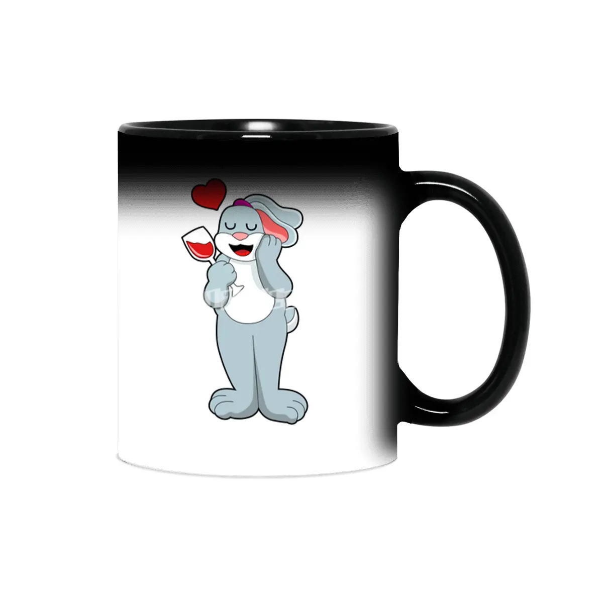 Rabbit with Glass of Wine & Heart Sihirli Kupa