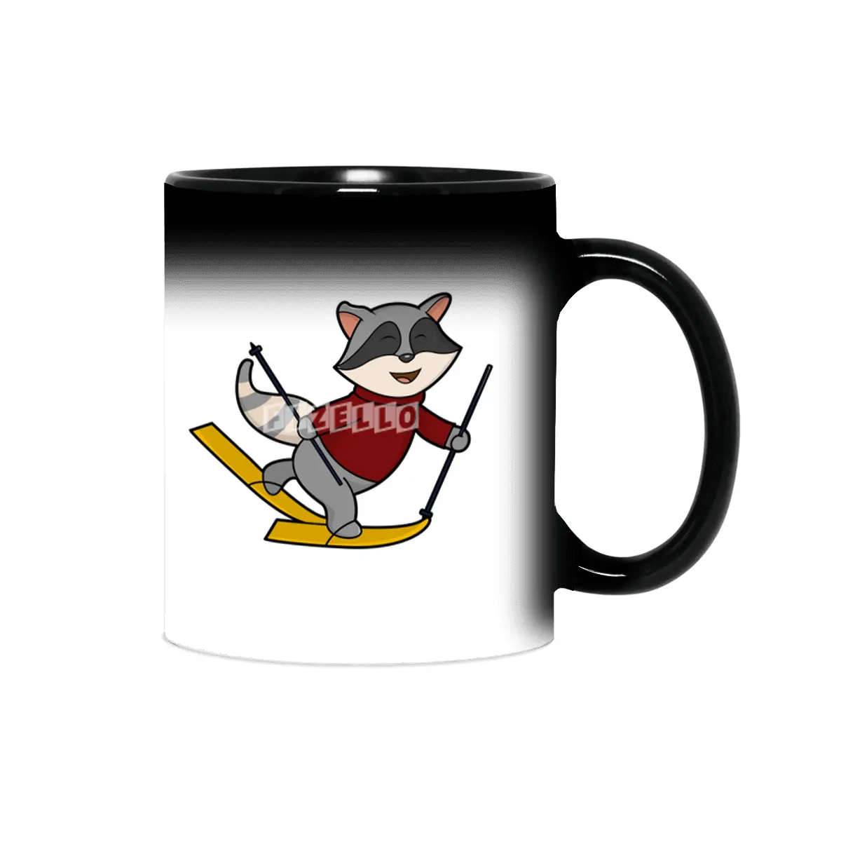 Raccoon as Skier with Skis and Ski poles Sihirli Kupa