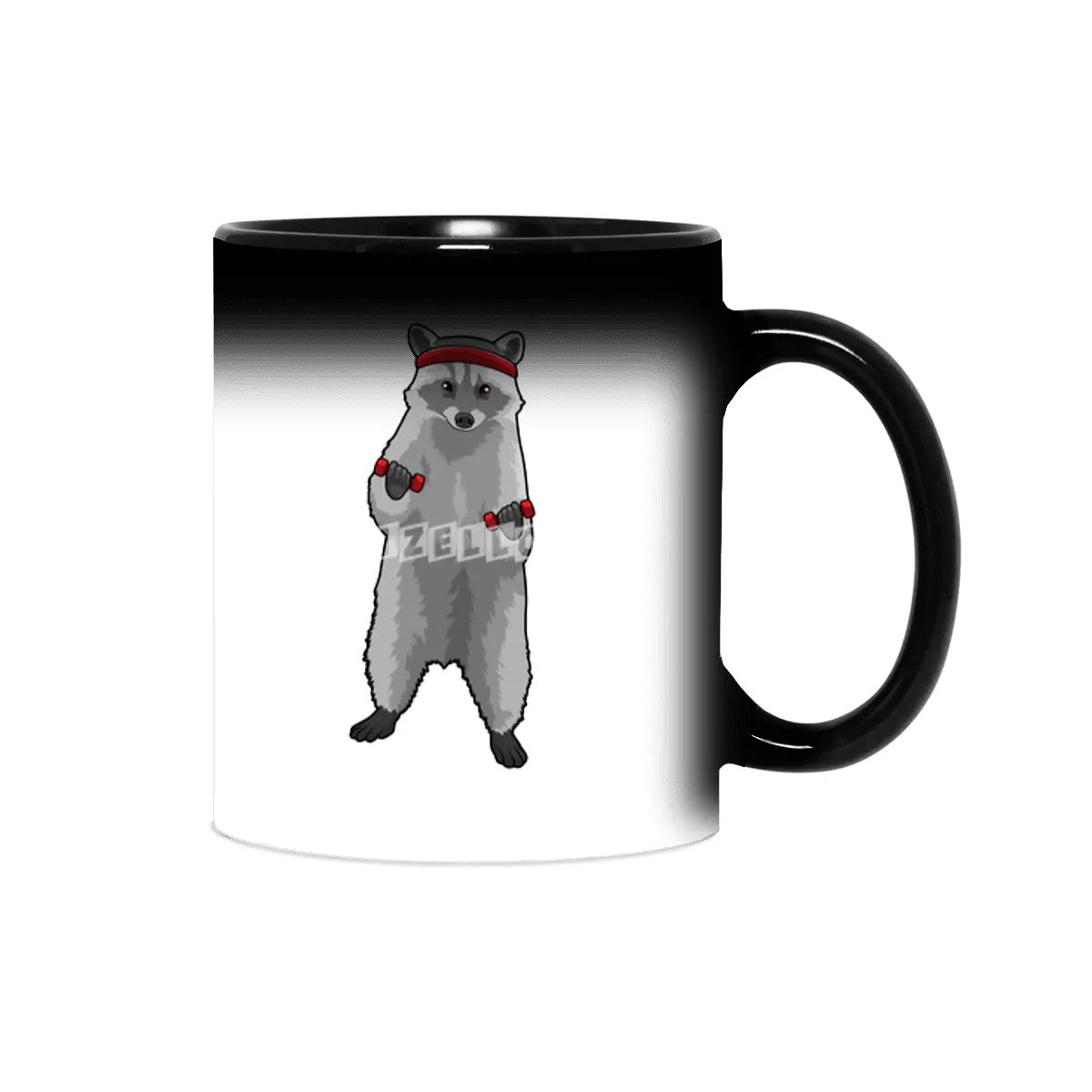 Racoon at Fitness with Dumbbells Sihirli Kupa
