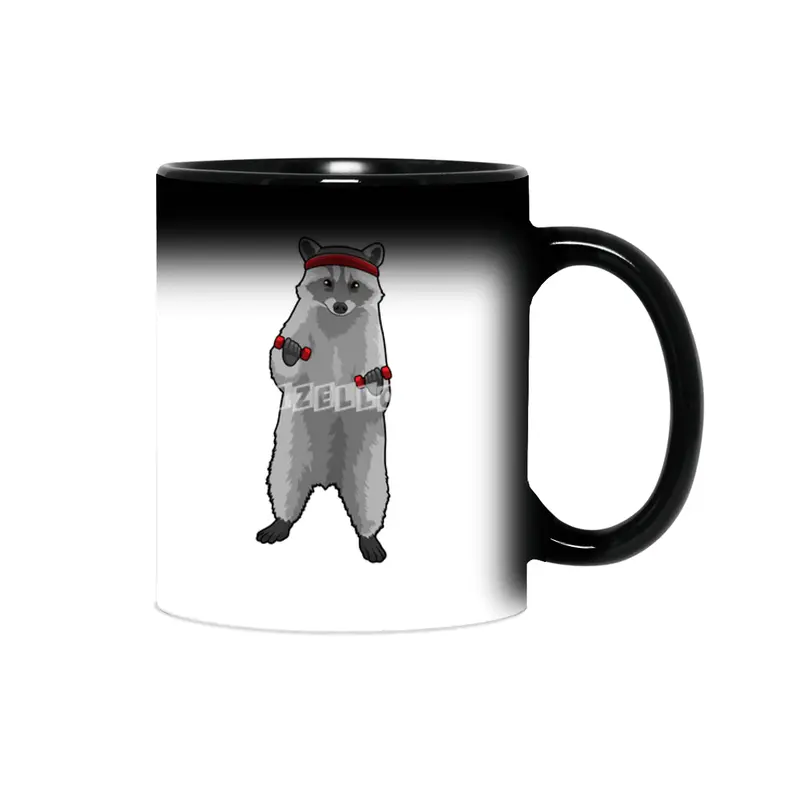 Racoon at Fitness with Dumbbells Sihirli Kupa