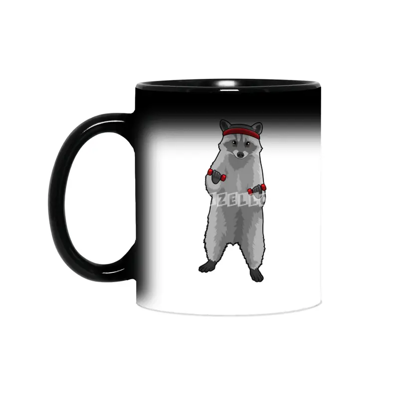 Racoon at Fitness with Dumbbells Sihirli Kupa