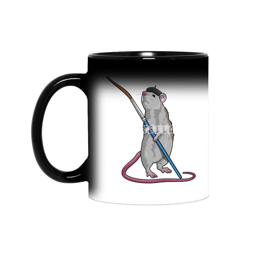 Rat as Painter with Paint brush Sihirli Kupa