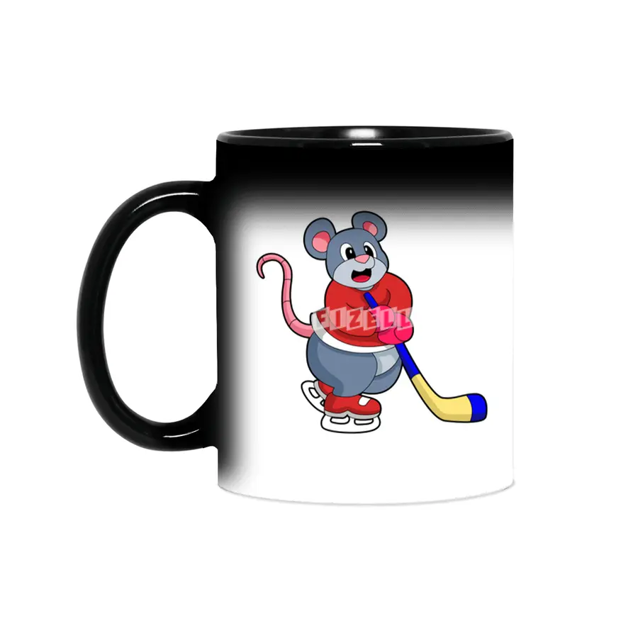 Rat at Ice hockey with Ice hockey stick Sihirli Kupa