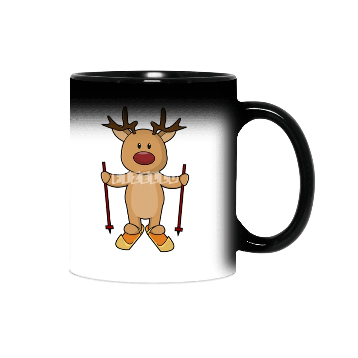Reindeer as Skier with Skis and Ski poles Sihirli Kupa