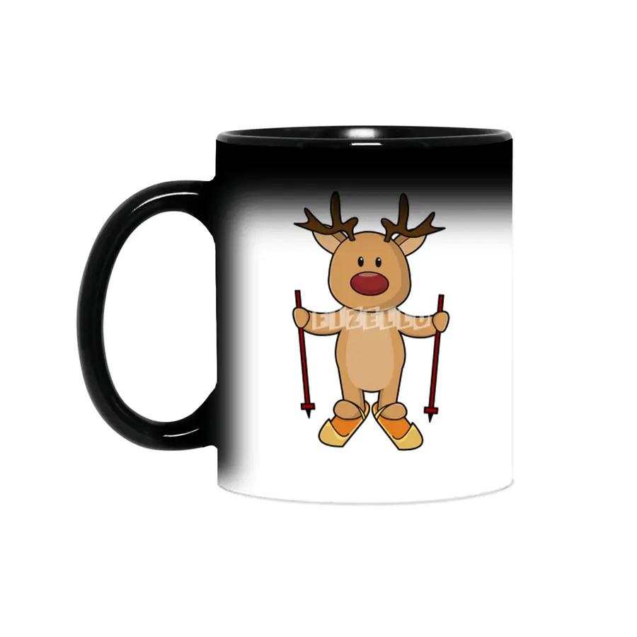 Reindeer as Skier with Skis and Ski poles Sihirli Kupa