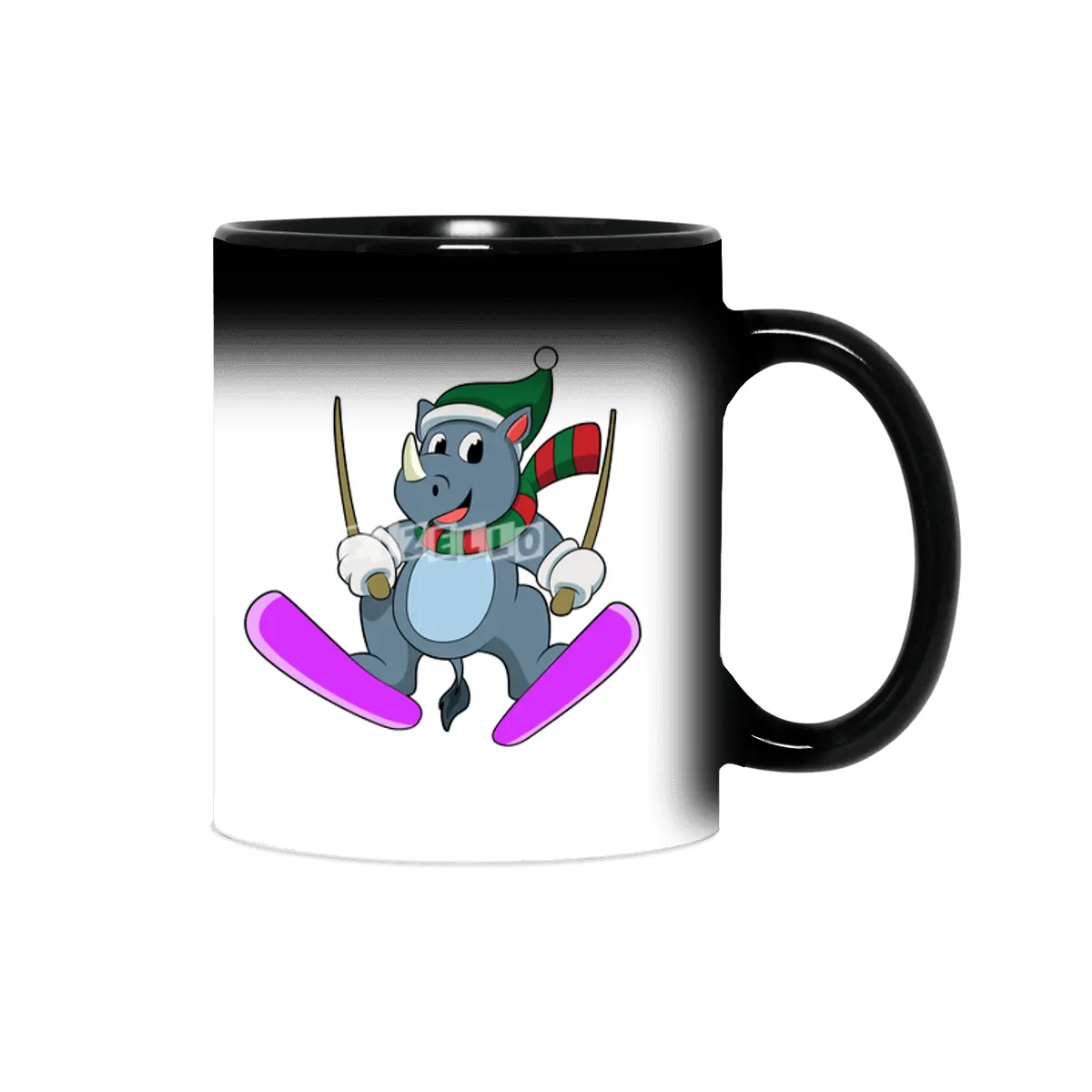 Rhino as Ski jumper with Skis & Scarf Sihirli Kupa