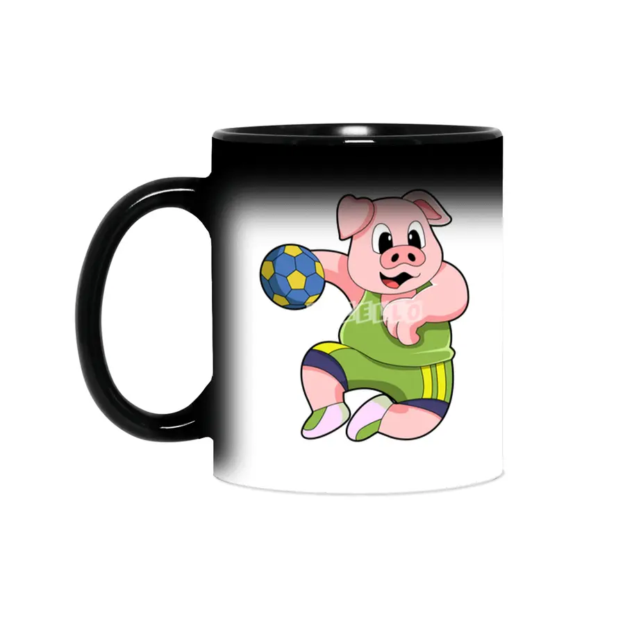Pig as Handball player with Handball Sihirli Kupa
