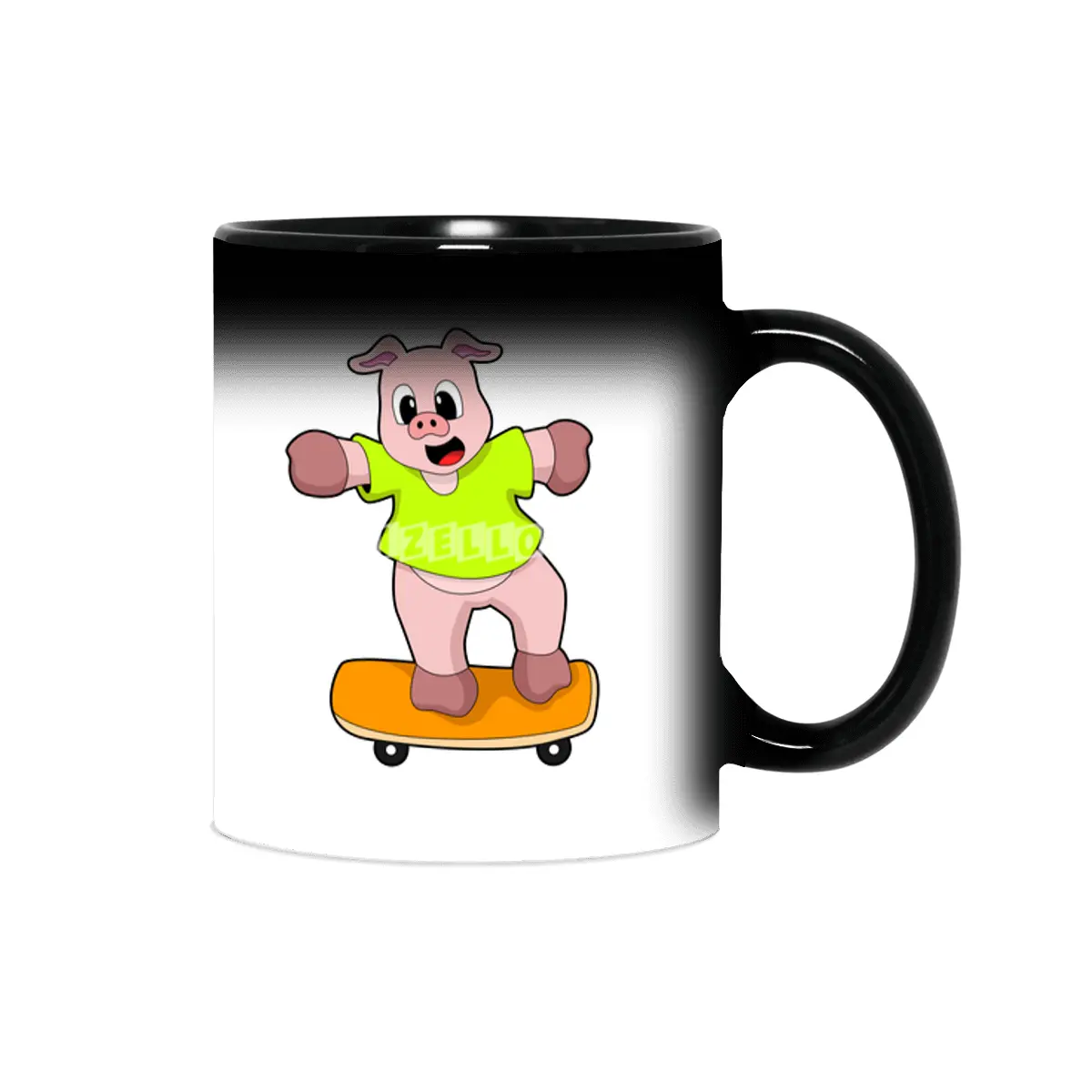 Pig as Skater on Skateboard Sihirli Kupa