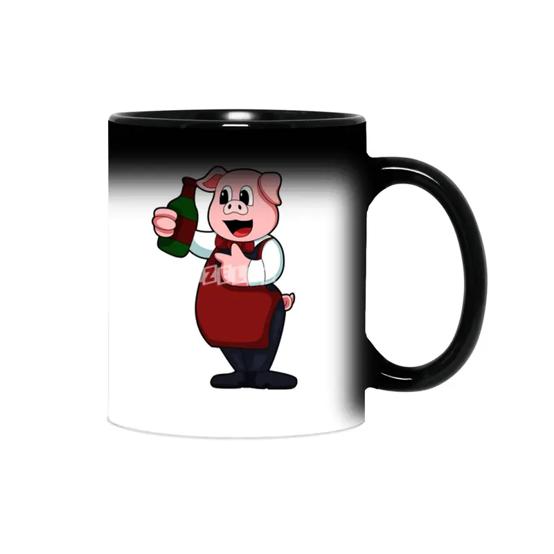 Pig as Waiter with Bottle of Red wine Sihirli Kupa