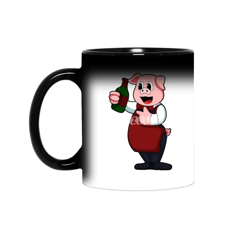 Pig as Waiter with Bottle of Red wine Sihirli Kupa