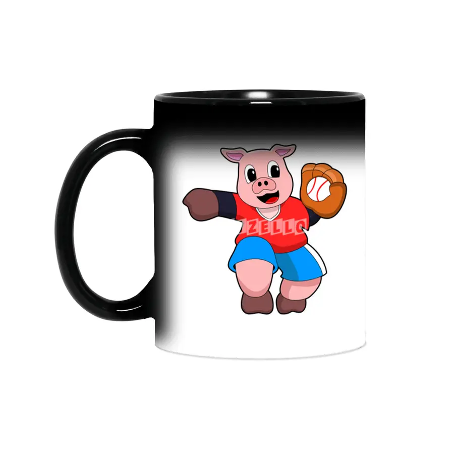 Pig at Baseball with Baseball glove Sihirli Kupa