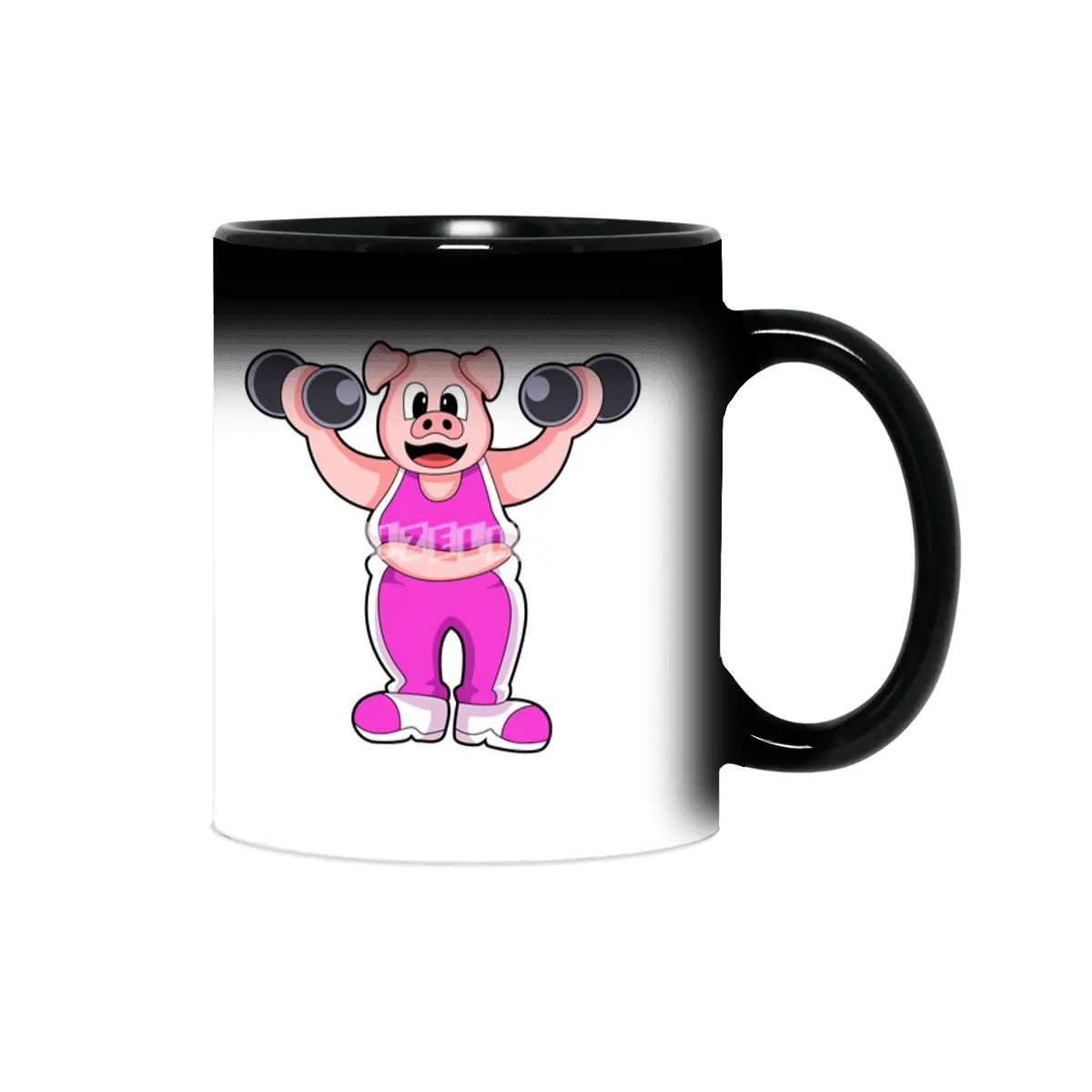 Pig at Bodybuilding with Dumbbells Sihirli Kupa