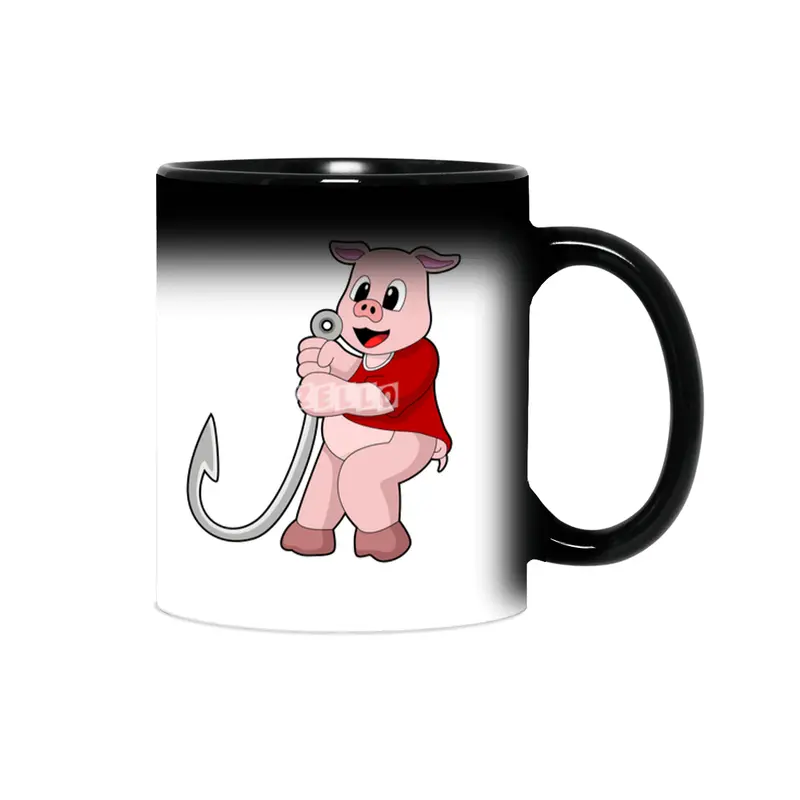 Pig at Fishing with Fish hook Sihirli Kupa