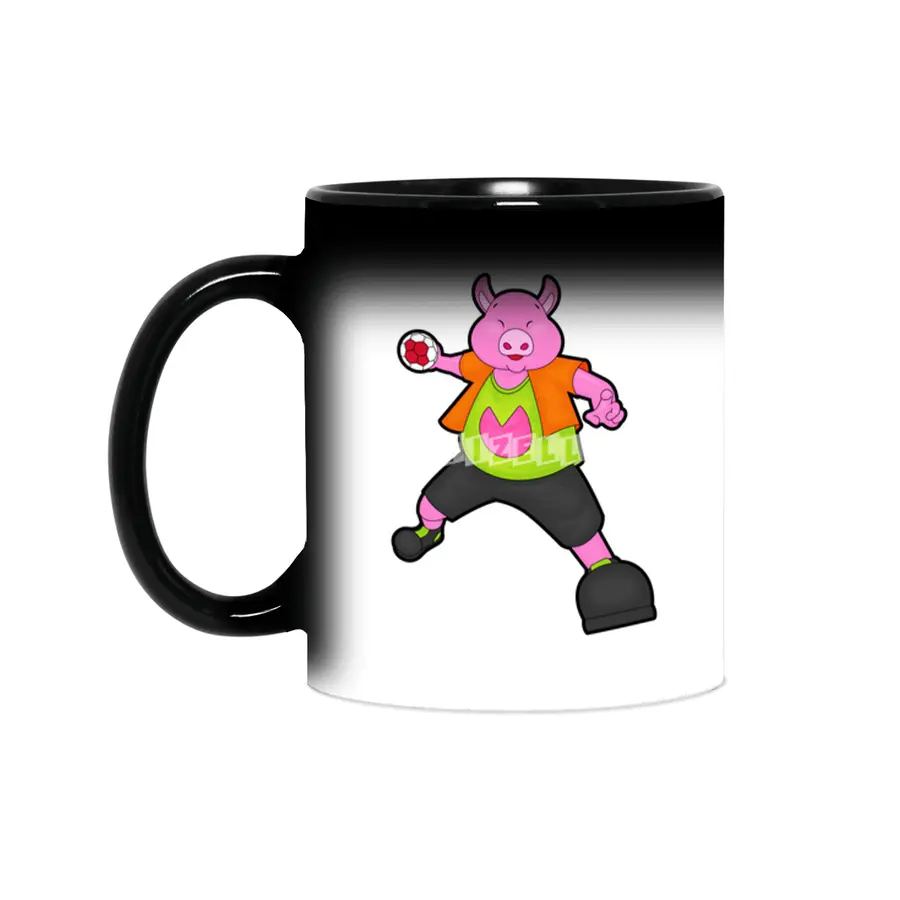 Pig at Handball player with Handball Sihirli Kupa