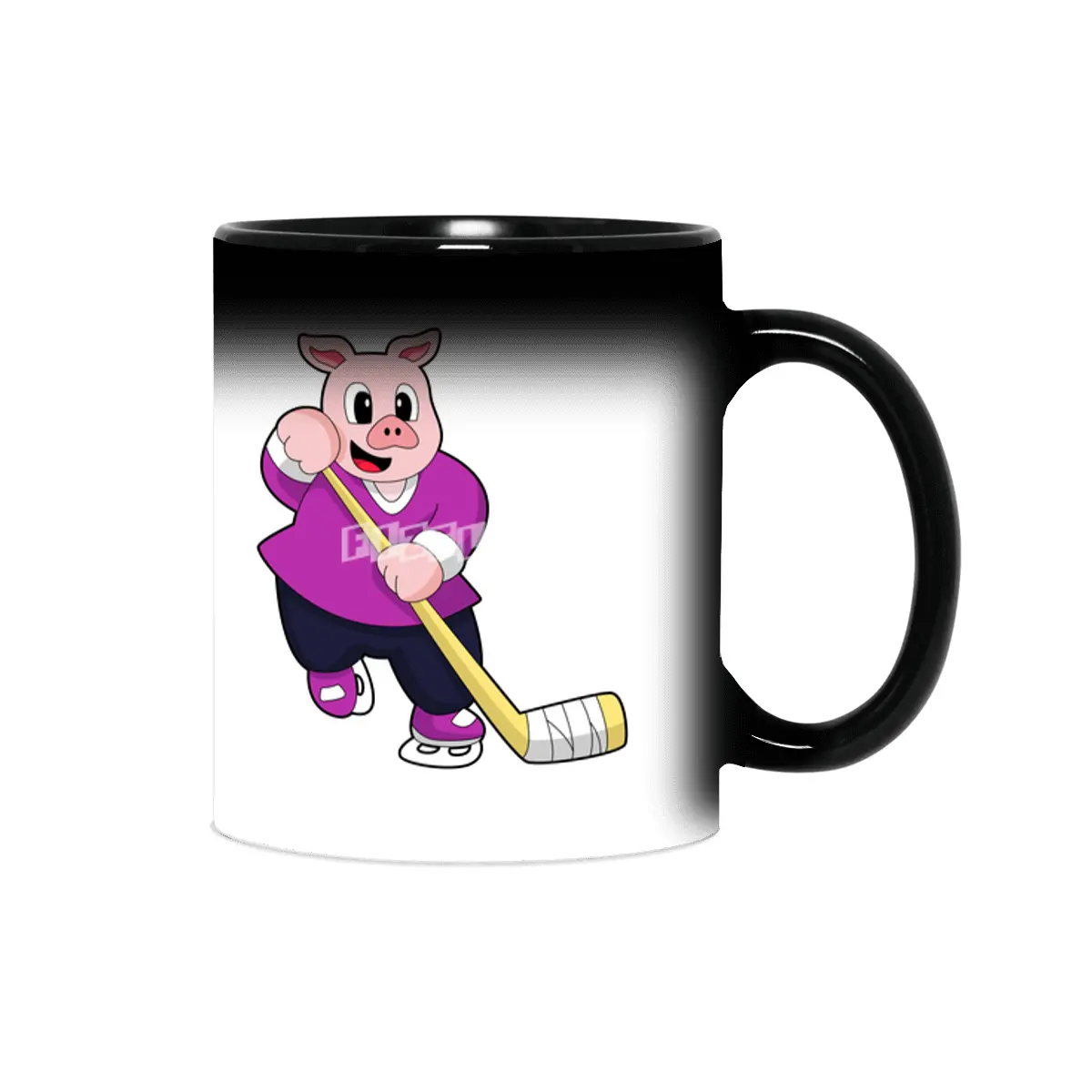 Pig at Ice hockey with Ice hockey stick Sihirli Kupa