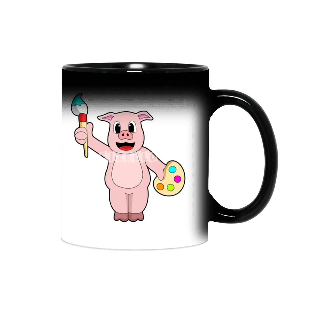 Pig at Painting with Brush & Colour Sihirli Kupa