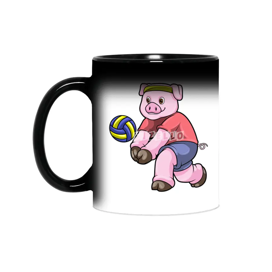 Pig at Sports with Volleyball Sihirli Kupa