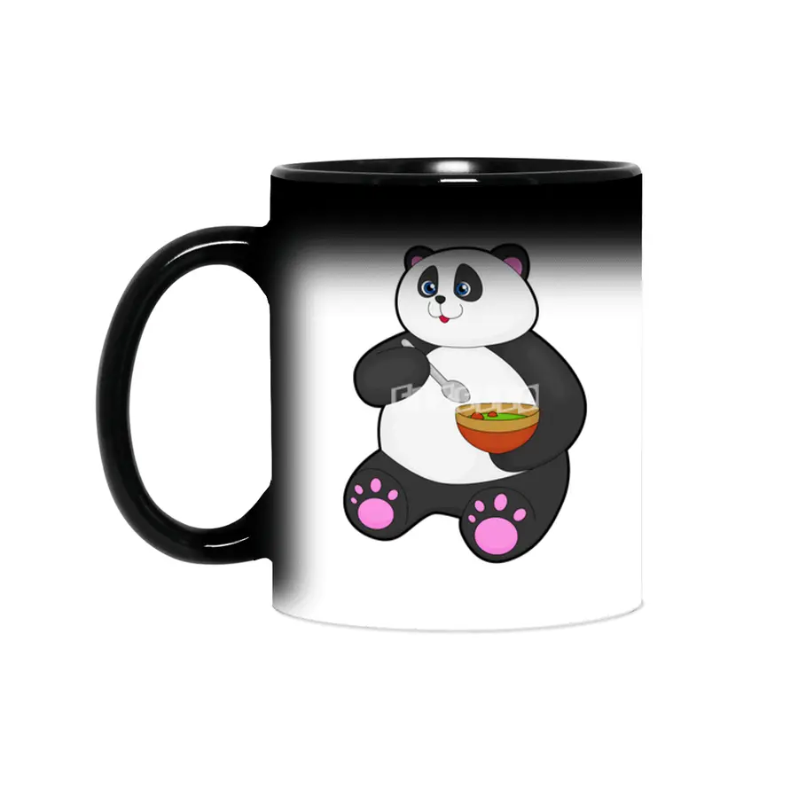 Panda at Eating with Spoon & Bowl Sihirli Kupa