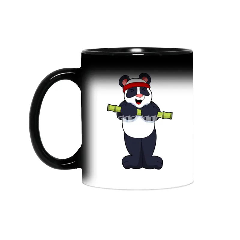 Panda at Work out with Bamboo Weight Sihirli Kupa