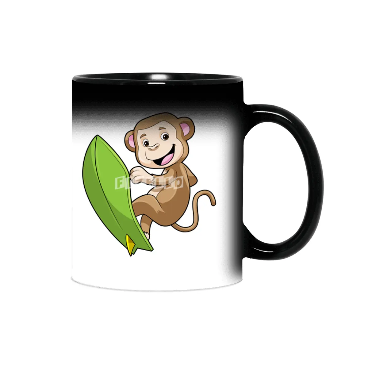 Monkey as Surfer with Surfboard Sihirli Kupa