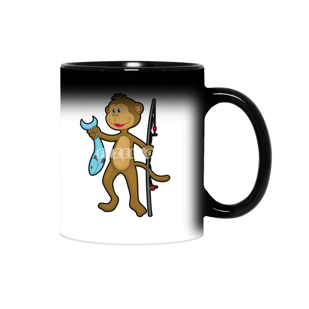 Monkey at Fishing with Fishing rod & Fish Sihirli Kupa