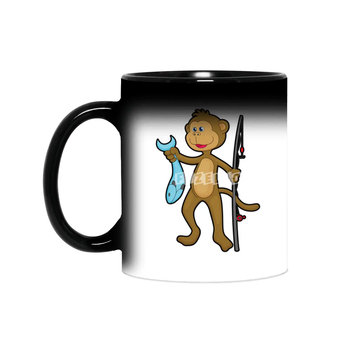 Monkey at Fishing with Fishing rod & Fish Sihirli Kupa
