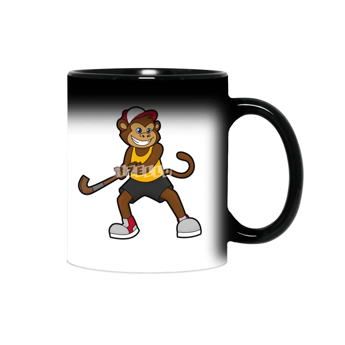 Monkey at Hockey with Hockey stick Sihirli Kupa