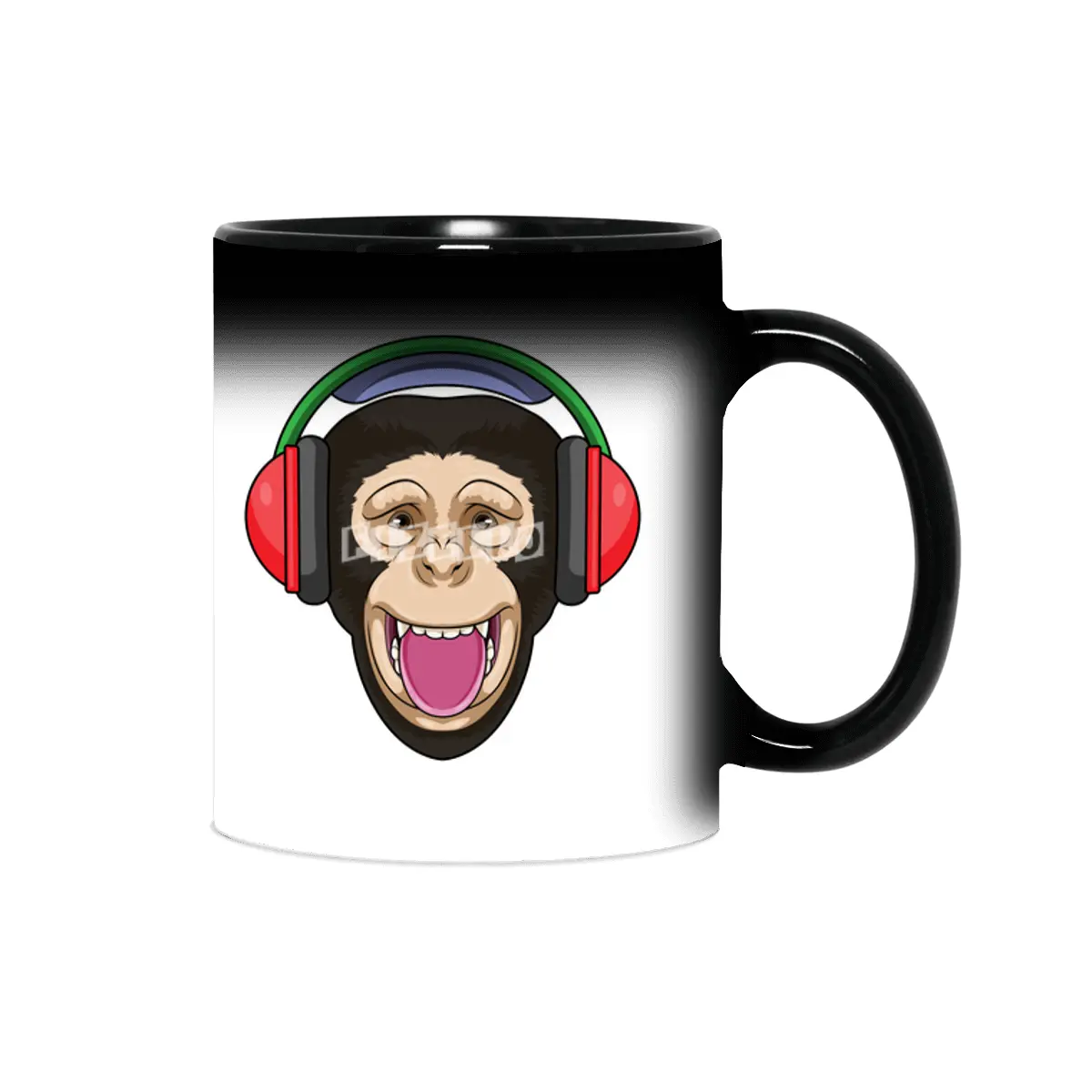 Monkey at Music with Headphone Sihirli Kupa