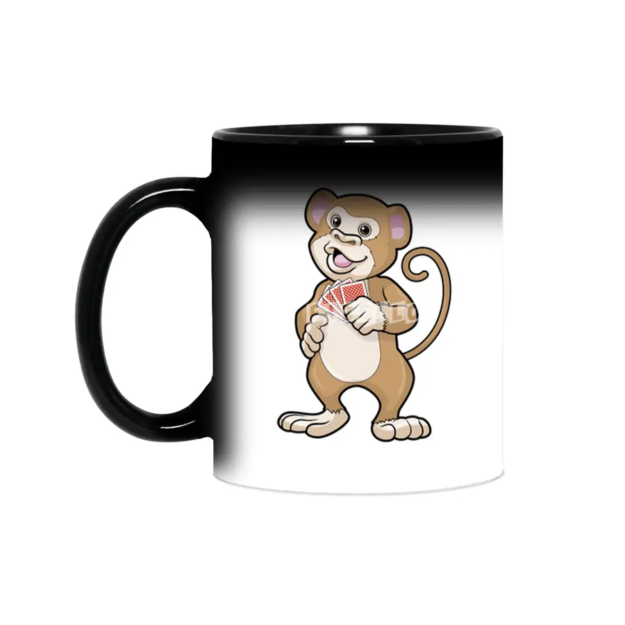 Monkey at Poker with Poker cards Sihirli Kupa